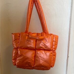 Orange Quilted Tote Bag